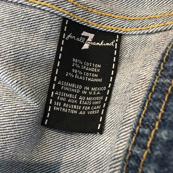 7 For All Mankind Raw Edge Collar Denim Jacket NWT - Picture 8 of 8